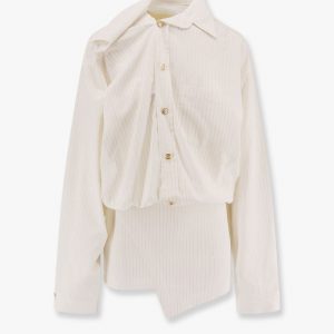 Viscose chemisier dress with lurex striped motif