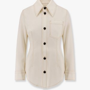 Traverl light wool shirt with maxi pointed collar