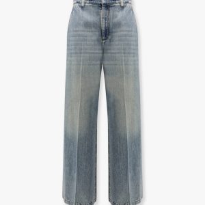 Stone-washed flared jeans