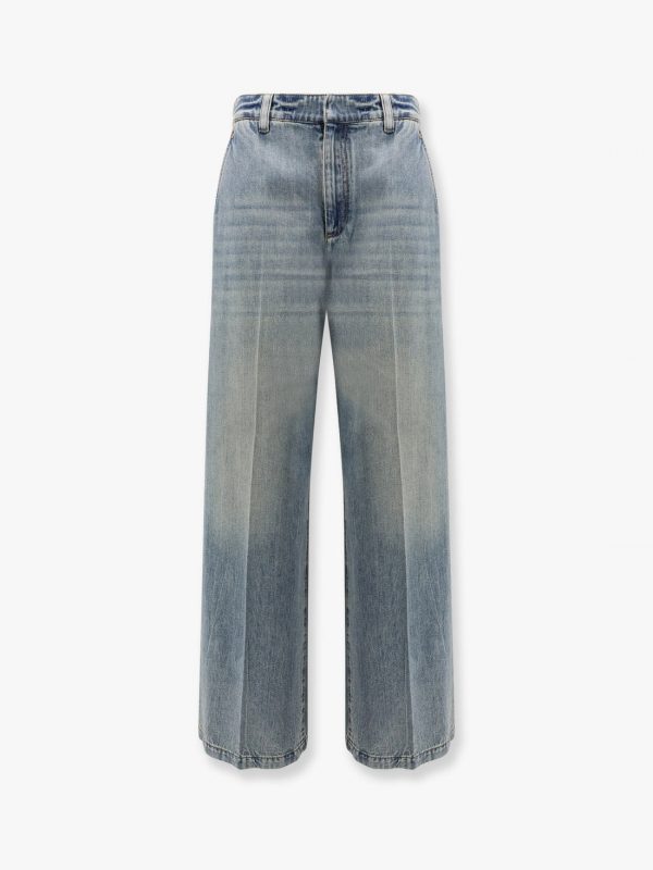 Stone-washed flared jeans