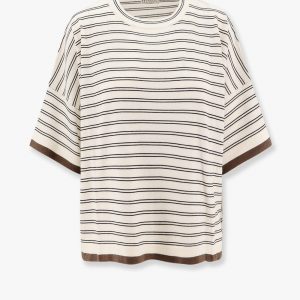 Wool and cashmere sweater with striped motif