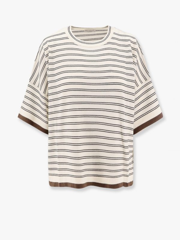 Wool and cashmere sweater with striped motif