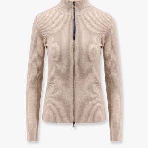 Sparkling cashmere and silk ribbed cardigan with Monili detail