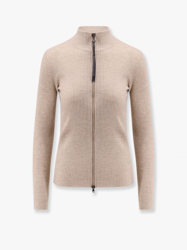 Sparkling cashmere and silk ribbed cardigan with Monili detail