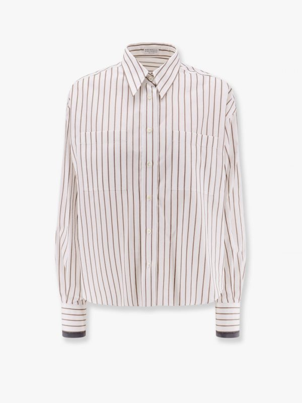 Striped cotton shirt with Monili detail