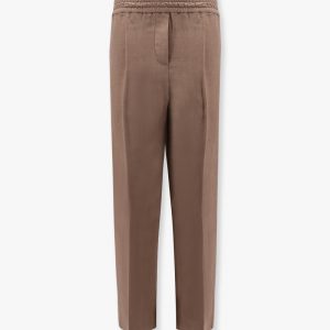 Viscose and linen trousers with ton-sur-ton lateral band