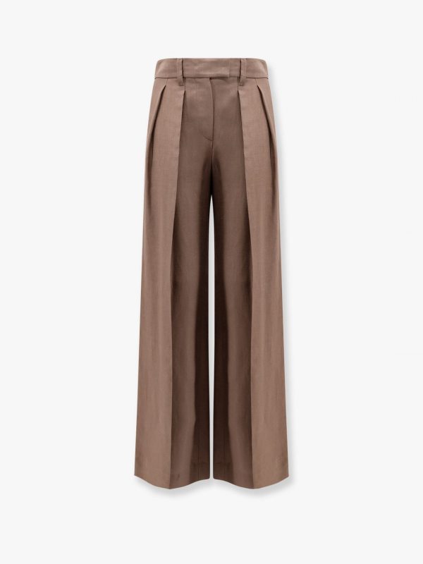 Viscose and linen trouser with frontal pinces