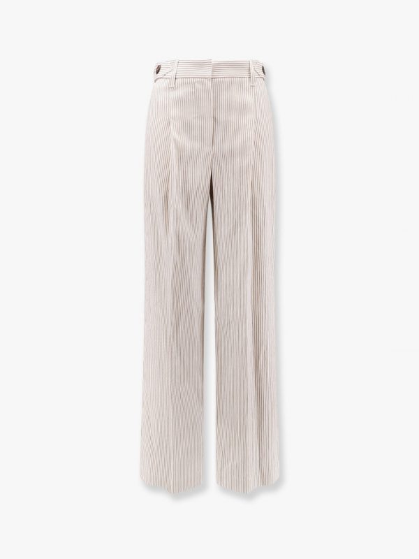 Striped linen and cotton trousers