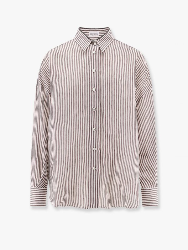 Striped linen and silk shirt