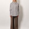Striped cotton and silk shirt with embroidery — изображение 3