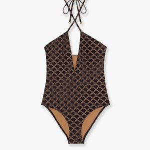 One-piece swimsuit with Triomphe motif