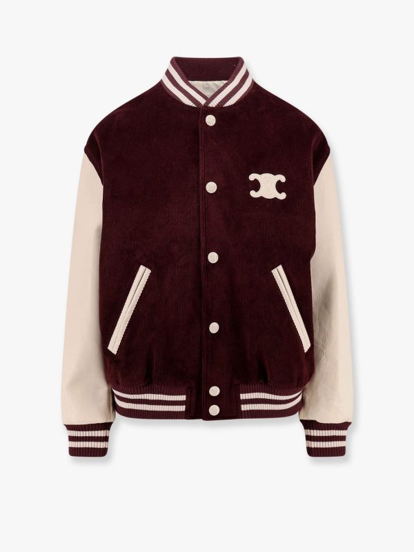 Teddy triomphe corduroy jacket with leather sleeves