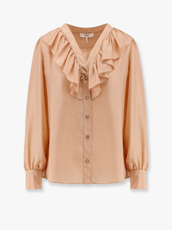 Silk shirt with rouches