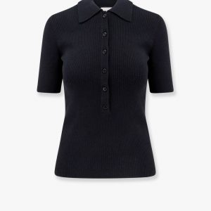 Ribbed cotton and cachemire polo shirt