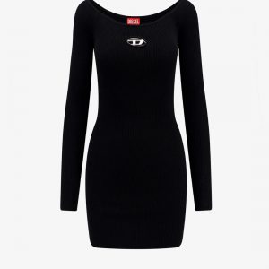 Viscose blend dress with metal oval-d logo