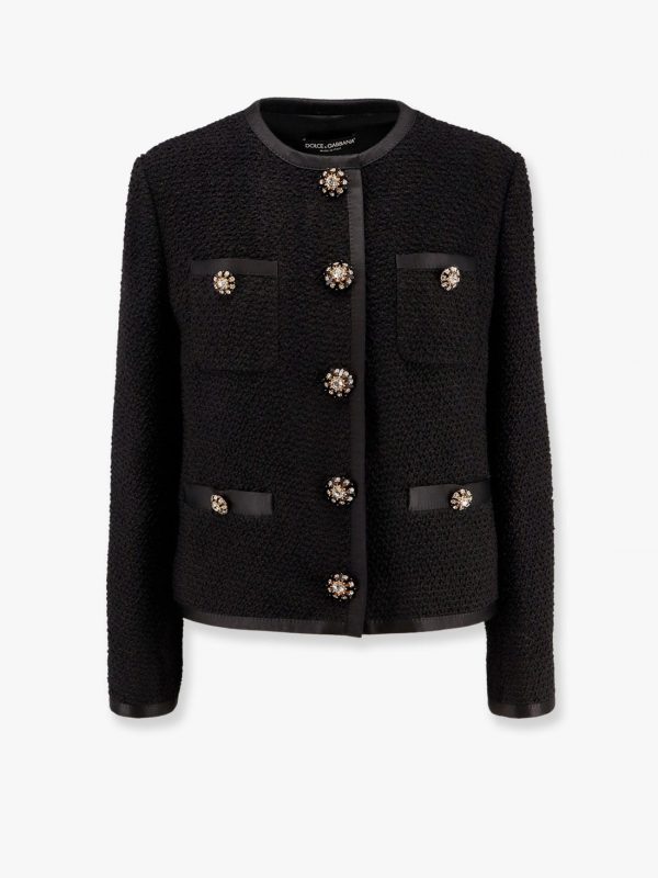 Wool and silk blazer with jewel buttons