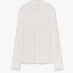 Silk shirt with rouches detail
