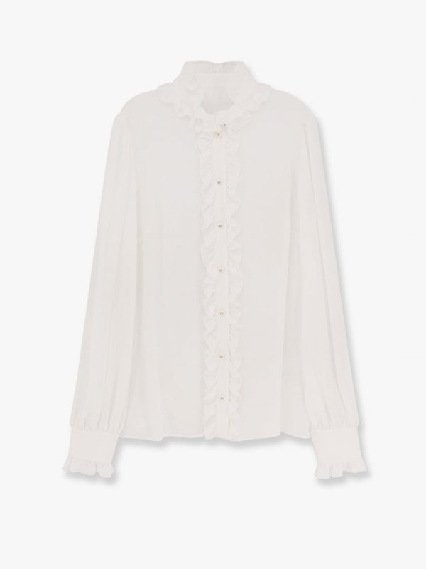 Silk shirt with rouches detail