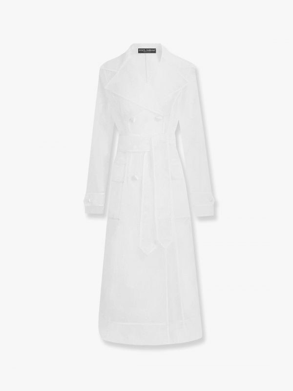 Technical organza trench coat with georgette trims