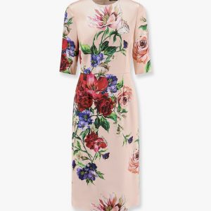 Satin dress with iconic floral print