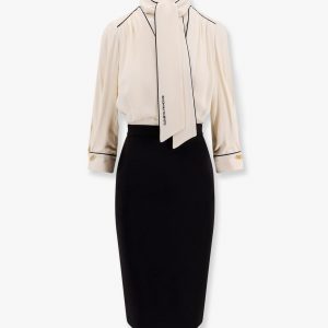 Viscose blend midi dress with detachable skirt