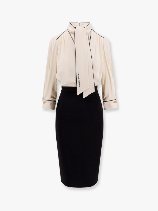 Viscose blend midi dress with detachable skirt
