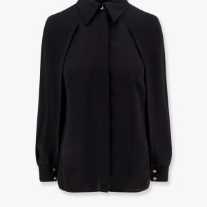 Viscose shirt with gold metal button