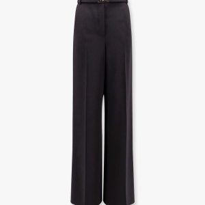 Tuxedo trouser with belt and enamelled detail