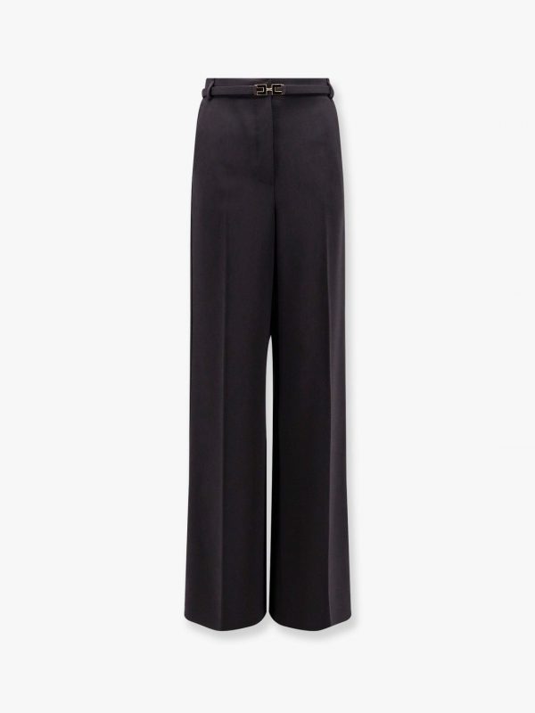 Tuxedo trouser with belt and enamelled detail