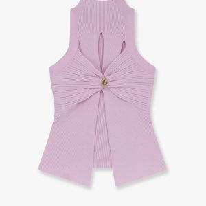 Ribbed knitted top with metal detail