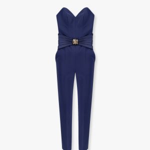 Strapless jumpsuit with waist belt
