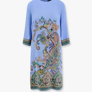 Stretch viscose dress with iconic print