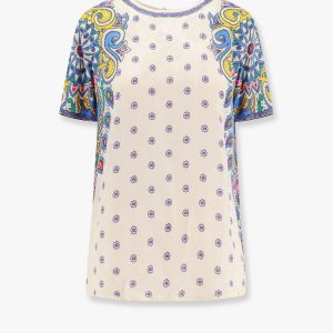 Viscose and silk top with multicolor print