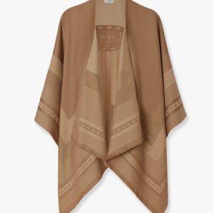 Wool and cashmere poncho with jacquard manufacturing