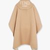 Wool and cashmere poncho with leather profiles — изображение 2