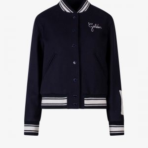Wool blend bomber with embroidered logo