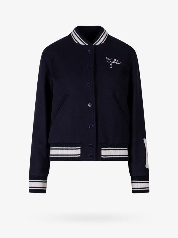 Wool blend bomber with embroidered logo