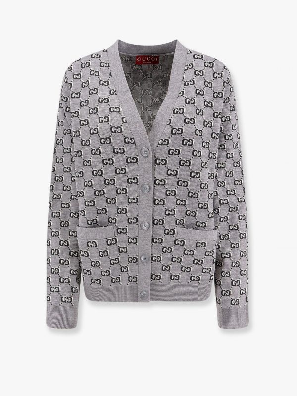 Wool blend cardigan with all-over gg motif