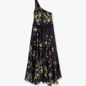 Sterlizia ramie long dress with multicolor print