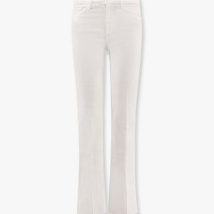 Stretch cotton trouser with embroidered monogram