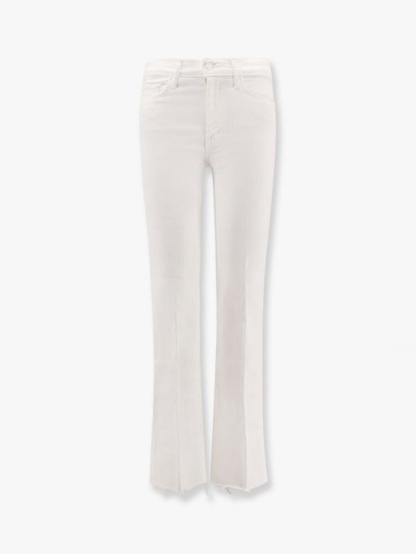 Stretch cotton trouser with embroidered monogram