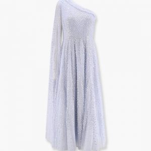 One-shoulder long dress with sequins