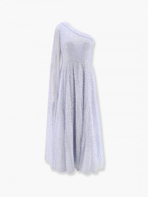 One-shoulder long dress with sequins