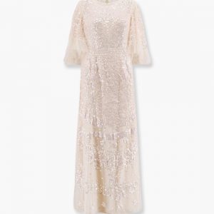 Tulle long dress with all-over sequins
