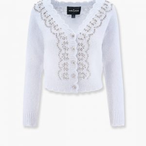 Alpaca and wool cardigan with rhinestones