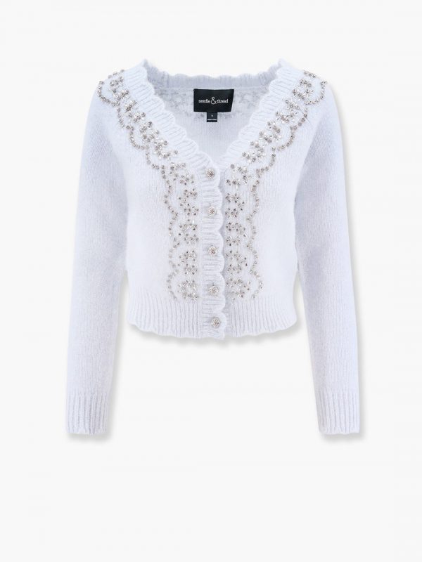 Alpaca and wool cardigan with rhinestones