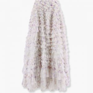 Ruffled tulle long skirt
