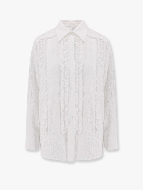Viscose blend shirt with crinkled effect
