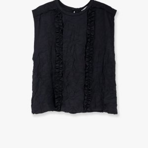 Viscose blend top with crinkled effect