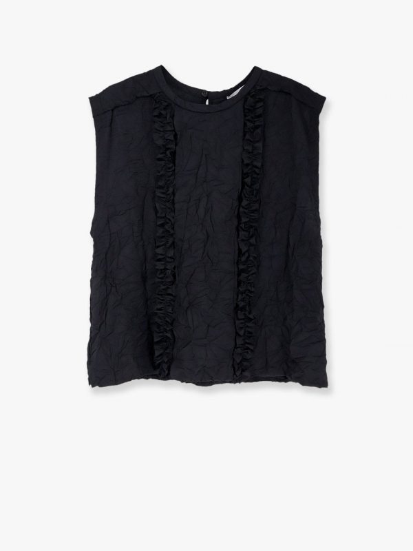Viscose blend top with crinkled effect